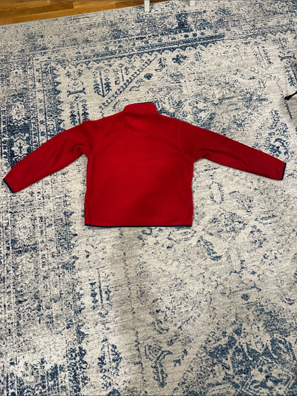 L.L. Bean Fleece Pullover Mens medium Red Snap Button Vintage Contrast Trim - Picture 9 of 11